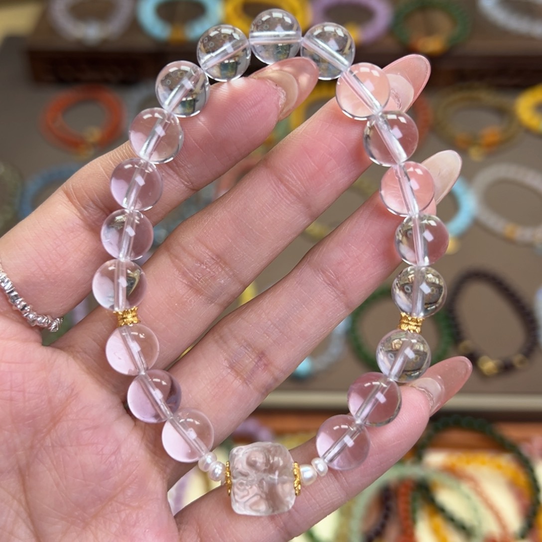 水晶手链银S925镶嵌单圈