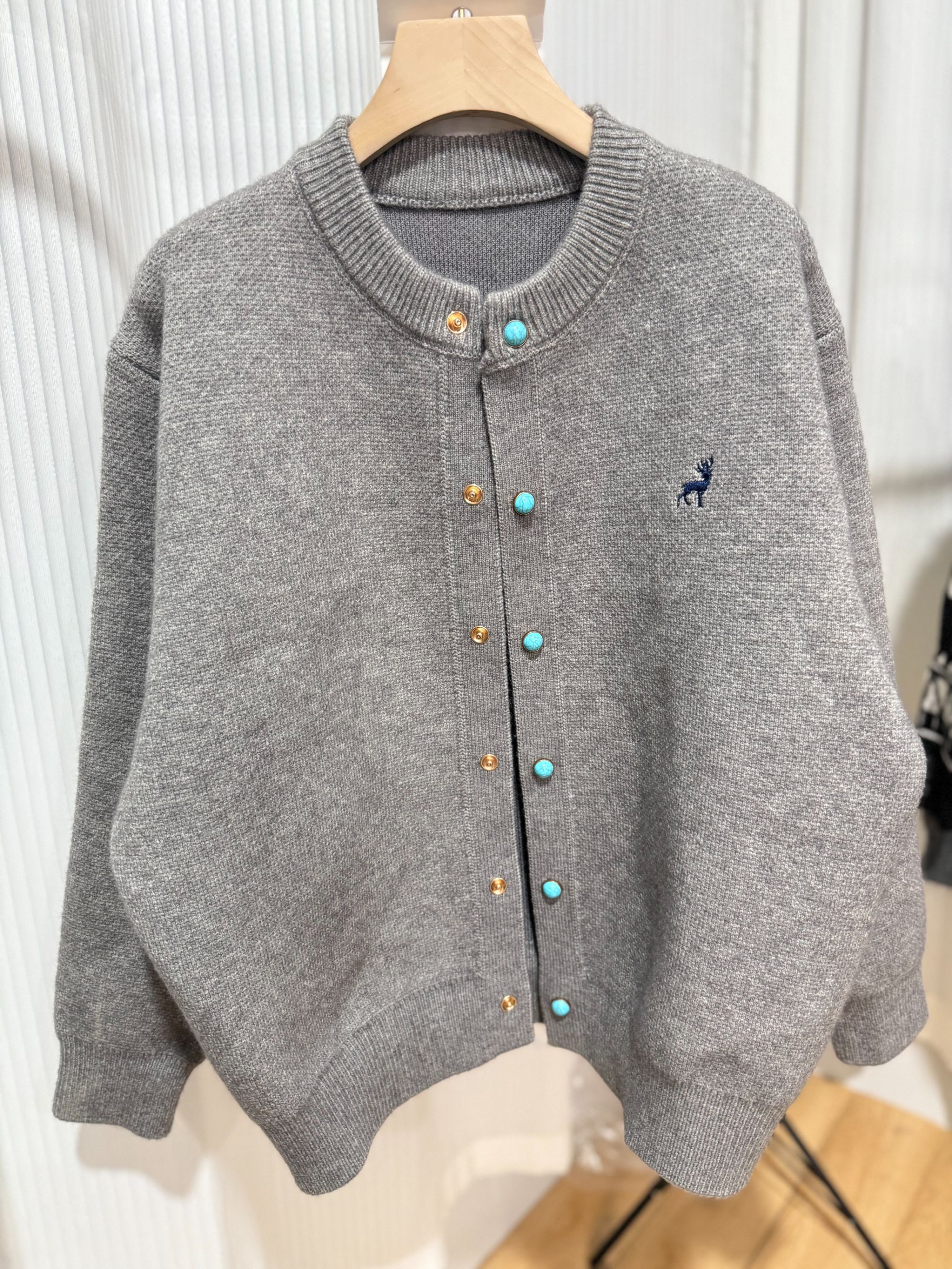 8秋冬季拼接开衫针织男女同款常规毛衣针织衫短款情侣外套