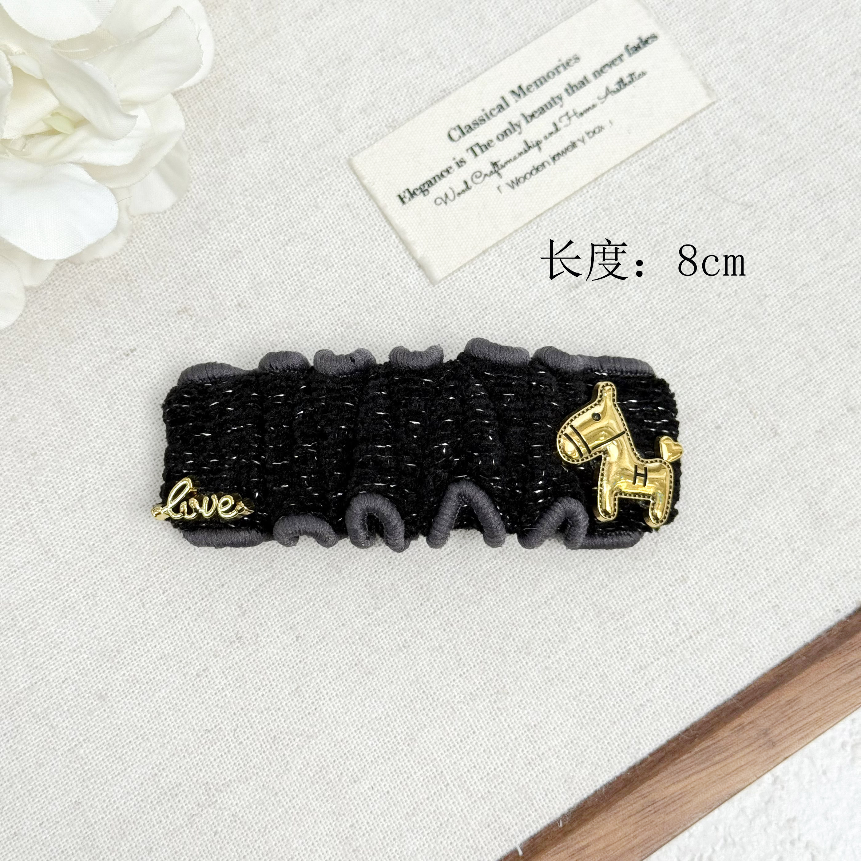 BAOSHATI/宝莎缇BAOSHATI/宝莎缇F-824高级感褶皱小马侧边BB夹