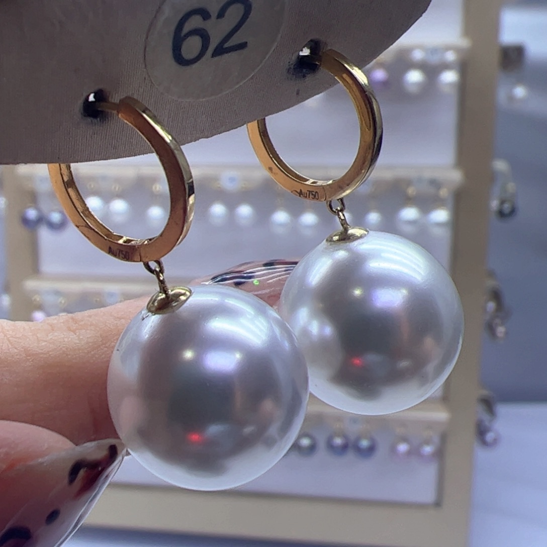 淡水珍珠耳饰18K金镶嵌