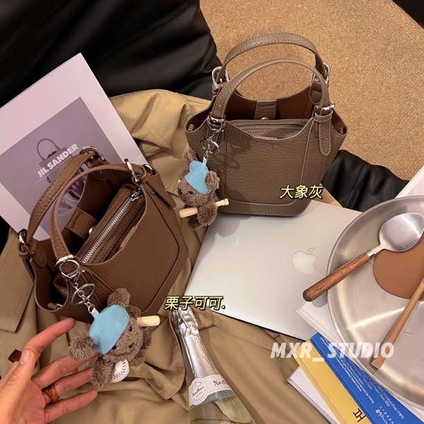 【栗子可可】荔枝纹手提菜篮子包可爱软皮休闲子母包时尚潮流斜挎包