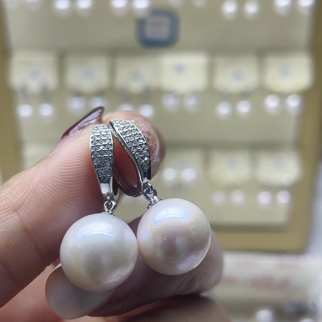 淡水珍珠耳饰银S925镶嵌