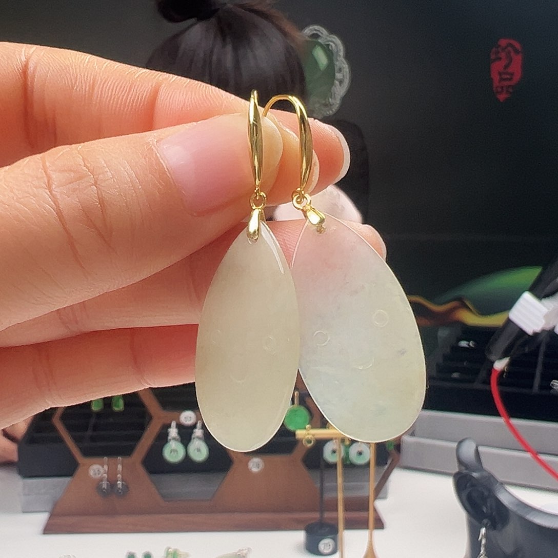 银S925镶嵌翡翠耳饰