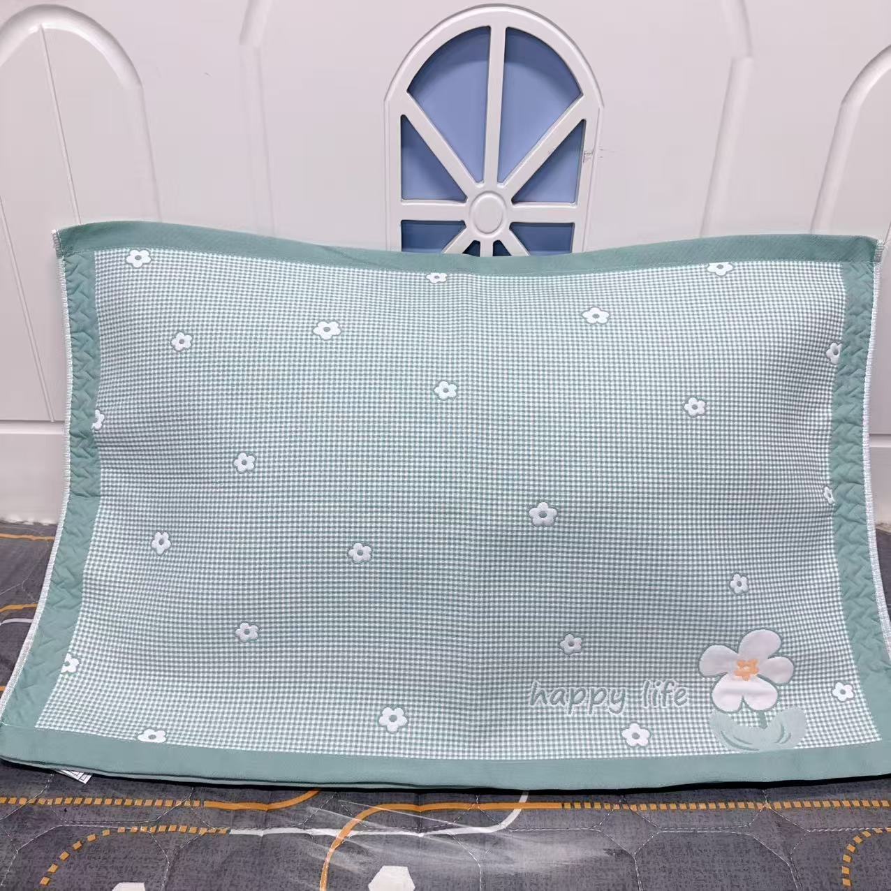 5号 清爽小花 ---十层精梳细沙枕巾 通用柔软透气双面纱布棉枕