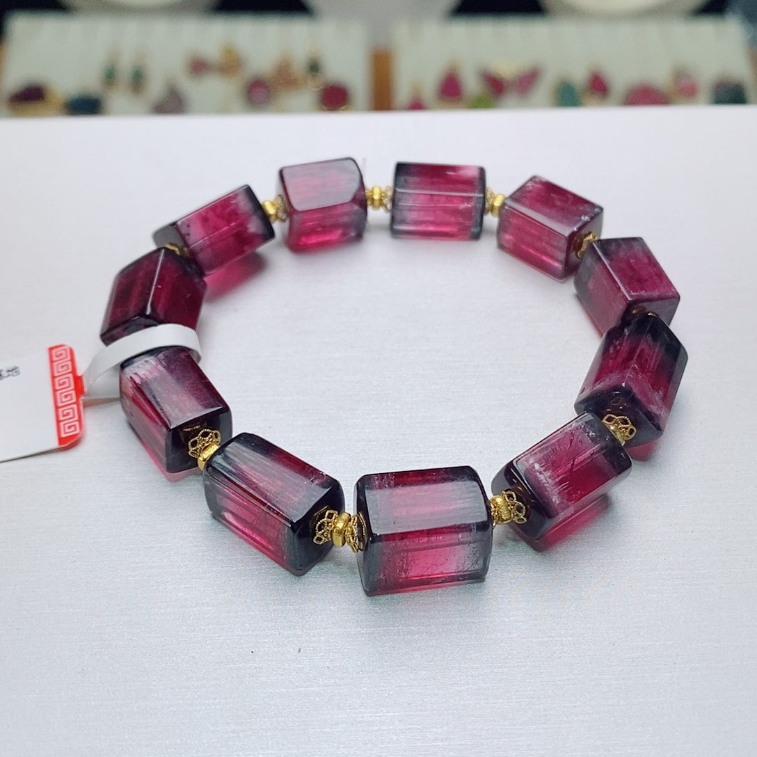 碧玺手链18K金镶嵌碧玺手链