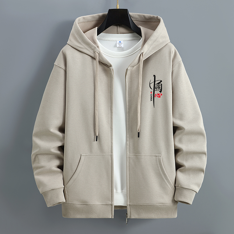 春秋季连帽卫衣男士大码宽松潮流学生韩版青少年运动上衣拉链外套