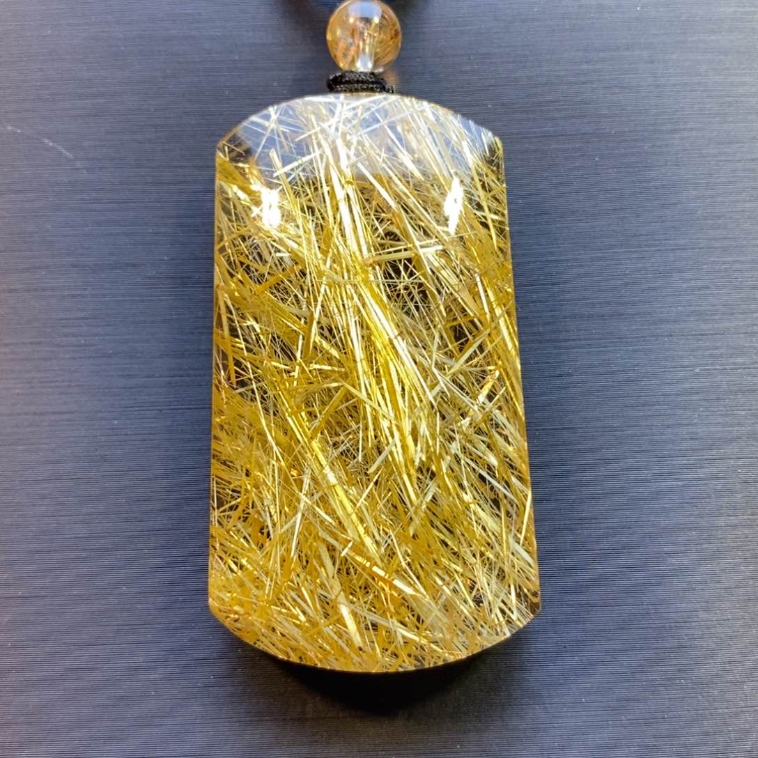 水晶颈饰未镶嵌天然水晶钛晶无事牌