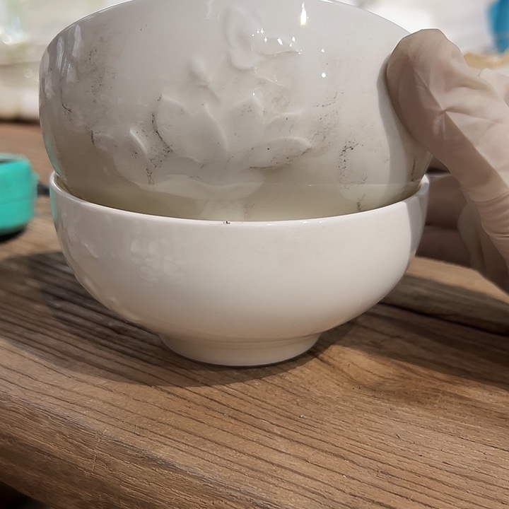 国营尾货骨瓷玉兰碗一对