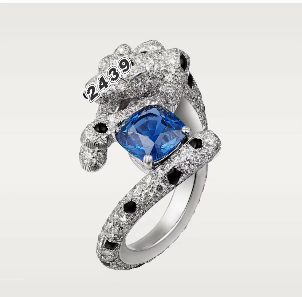 合金戒指 2439【皇家蓝满镶豹富戒指】