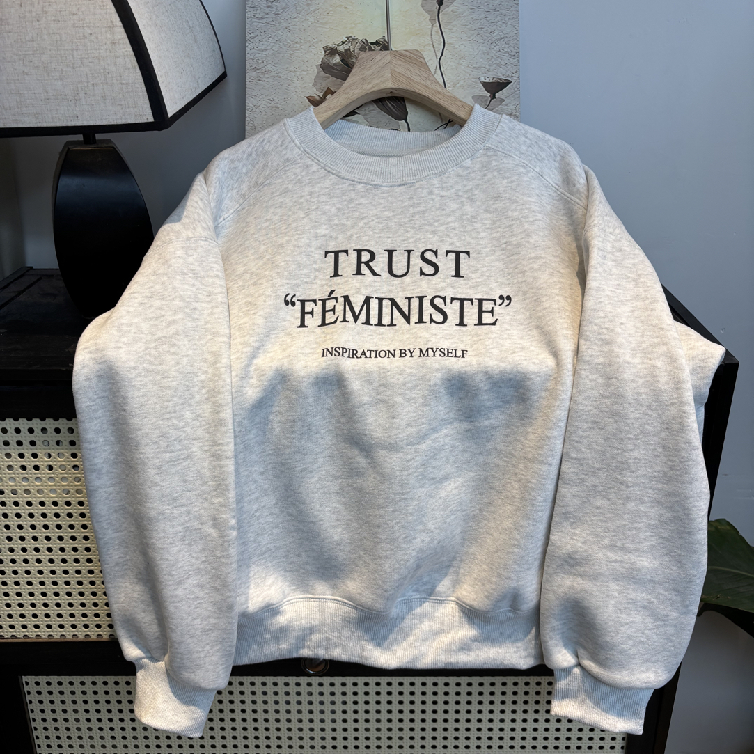 染禧自制撞色字母卫衣!配色吸睛字母数码印花复古宽松圆领上衣女