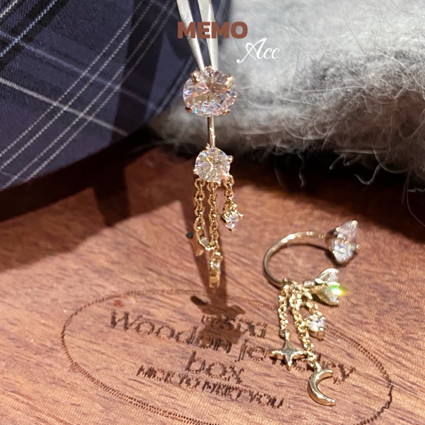 钛钢锆石耳饰 E321 寰宇流光 咖啡金0.8杆设计感小众百搭马蹄环