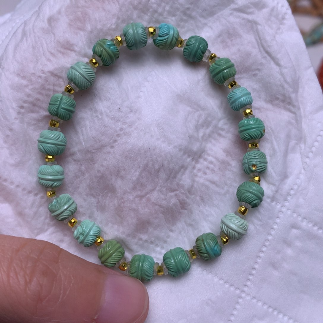未镶嵌绿松石手链宣*