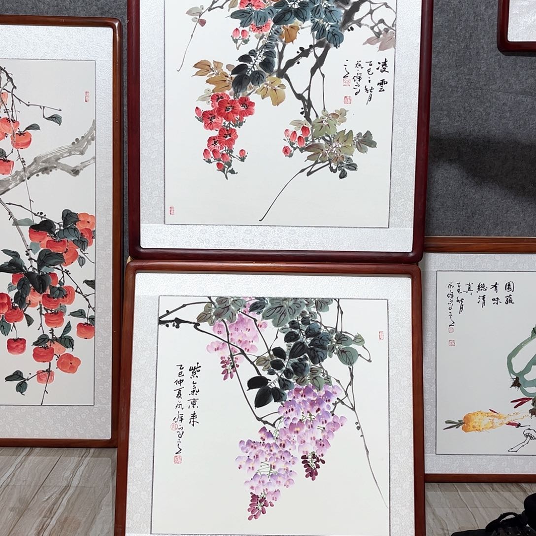 国画书画作品带框63×63