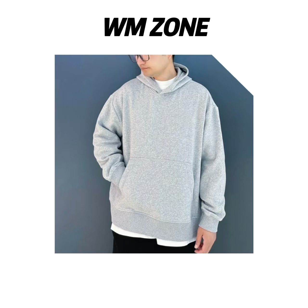 WM  新-2796  侧线条立体刺绣连帽薄绒卫衣