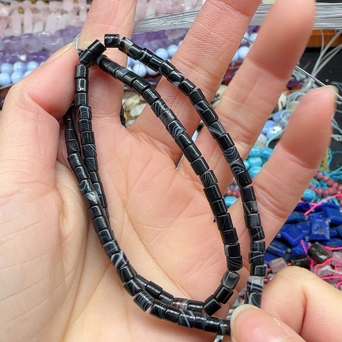 玛瑙/玉髓珠宝半成品合金玛瑙4mm一条管珠