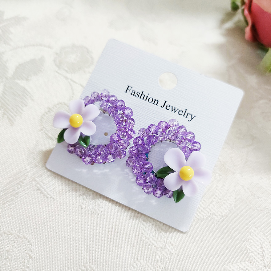 铜合金玻璃耳饰 手工气质百搭耳钉耳环2032