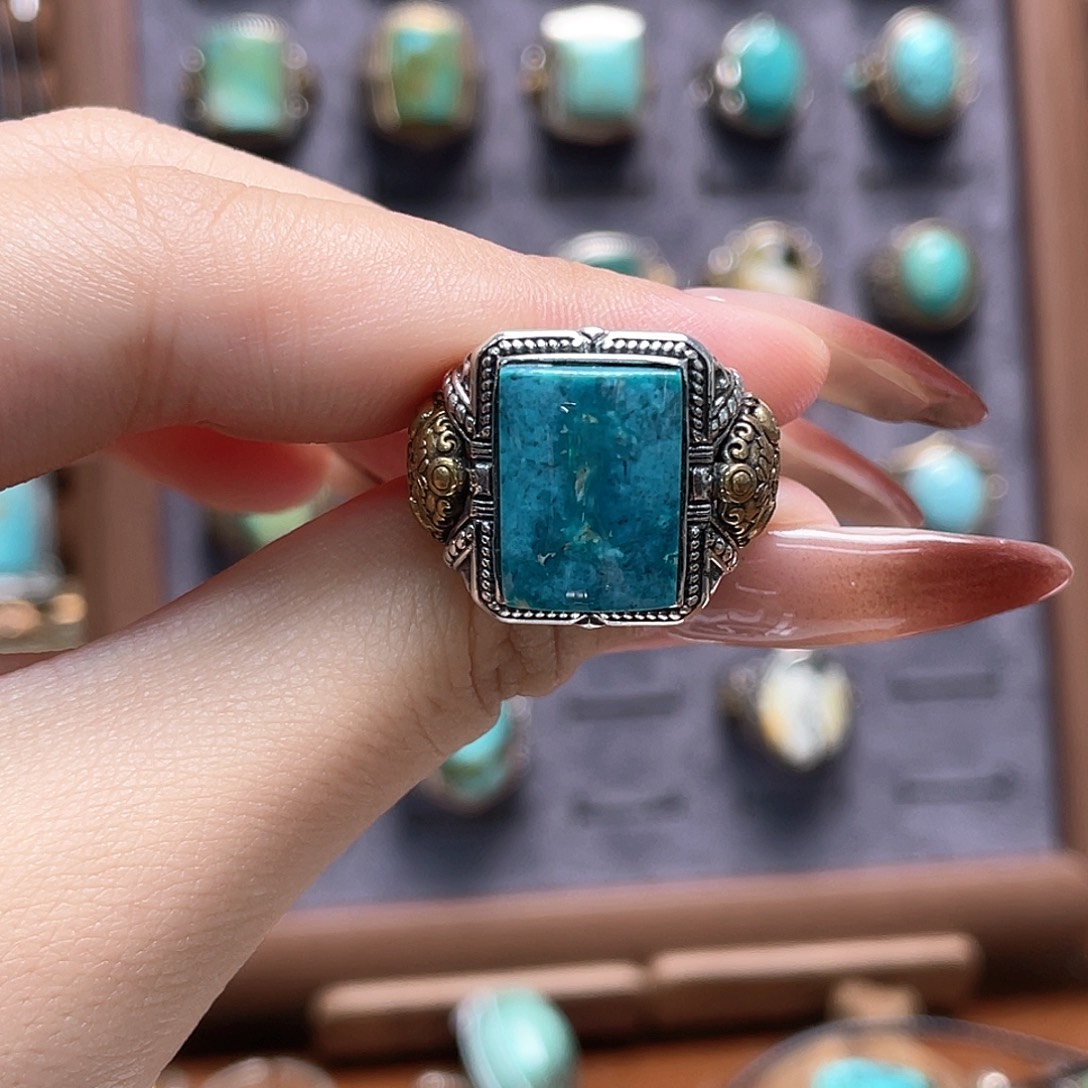 雨***绿松石银S925镶嵌戒指