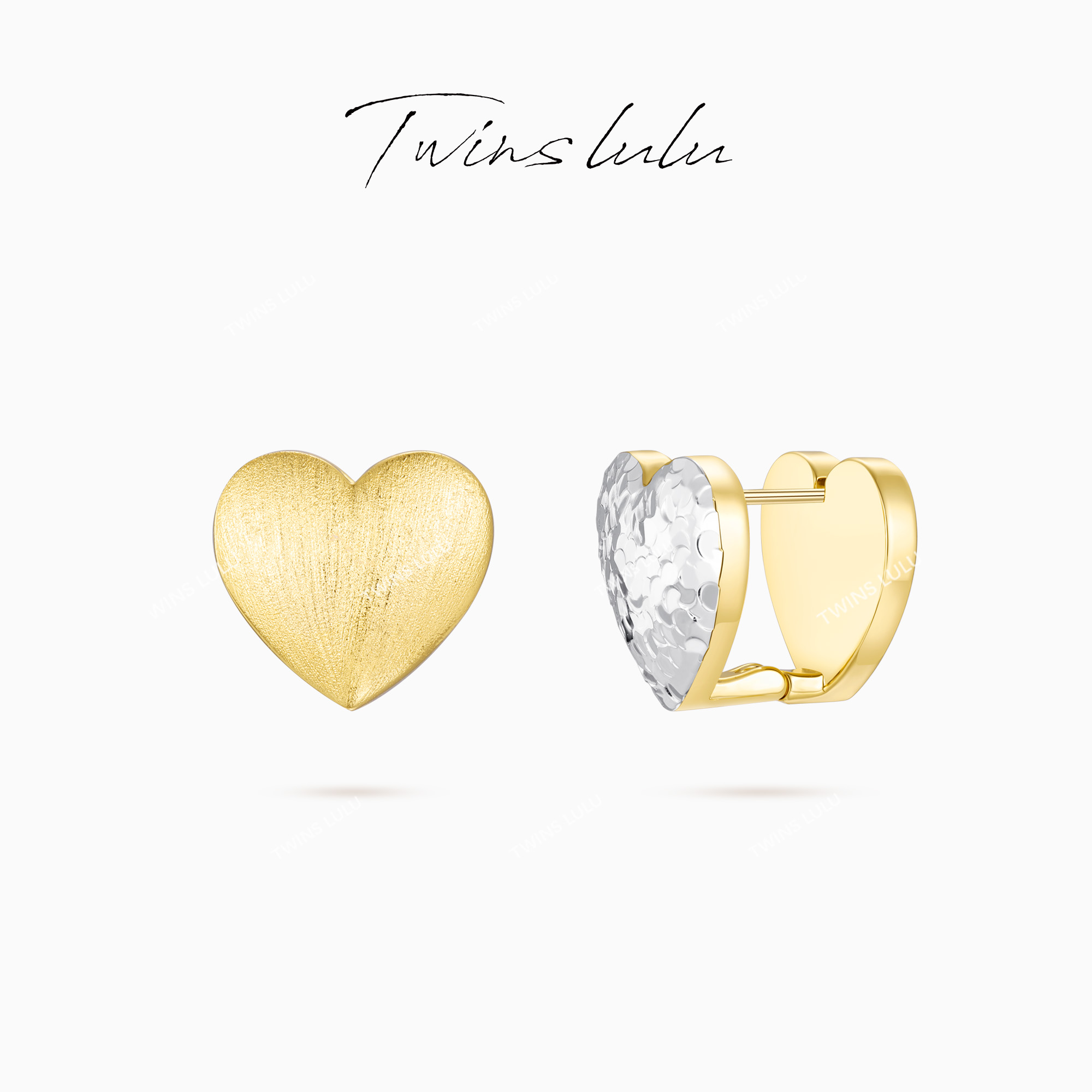 TWINS LULU 镀K金 秋上新 精致时尚高级感双色爱心耳环TSL2918