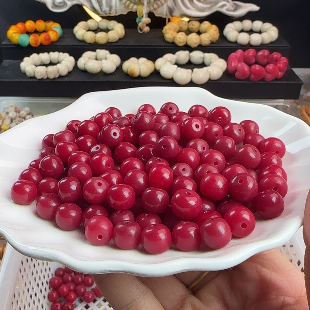 菩提根/象牙果手串卡10红桶1000颗
