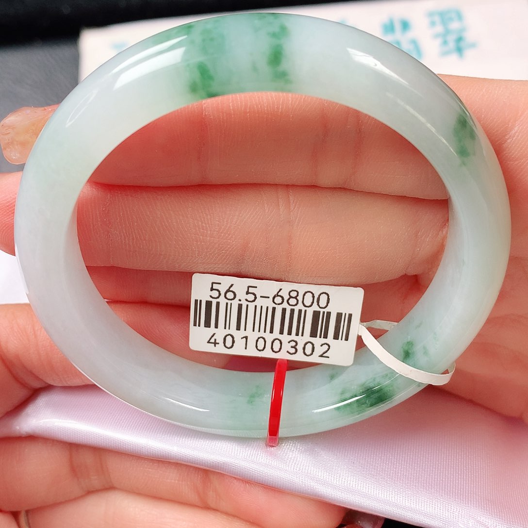 翡翠手镯未镶嵌冰飘花正圈56圈口 5号