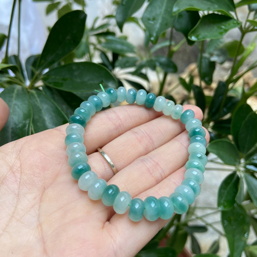 B301精品冰蓝飘单圈8mm算盘珠手串项链