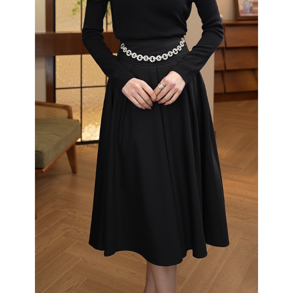 现货2025秋冬新款【2005】气质高腰重工时尚百搭遮肉显瘦收腰半身裙