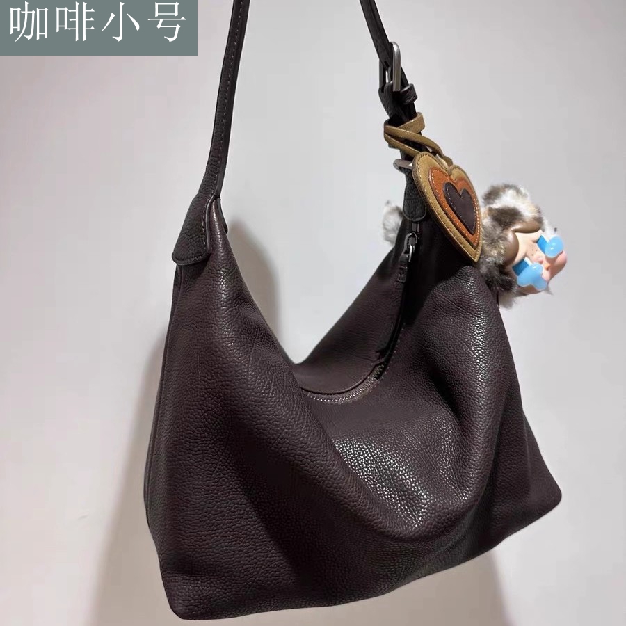183【小号咖啡】小号植鞣胎牛皮咖啡色HOBO单肩包