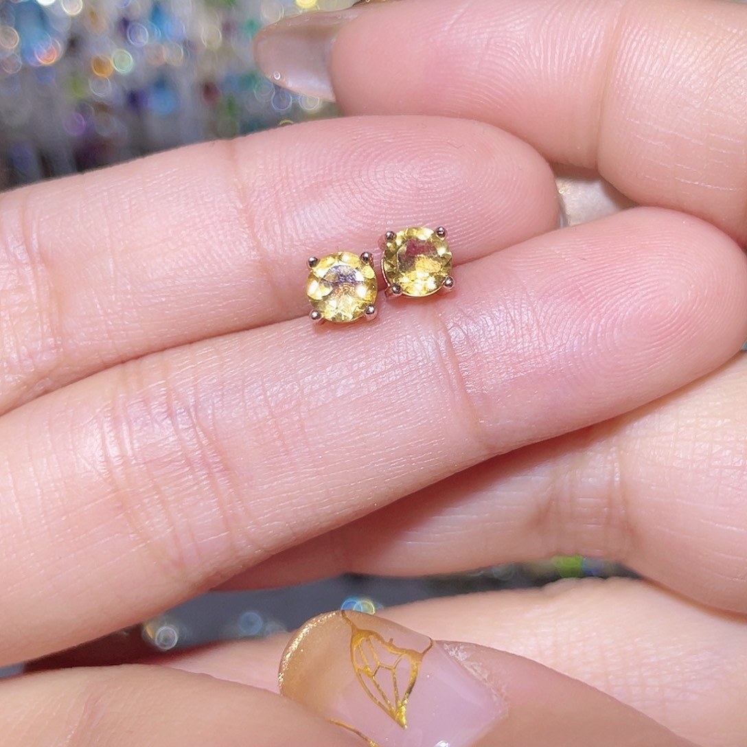 黄晶耳饰银S925镶嵌557788