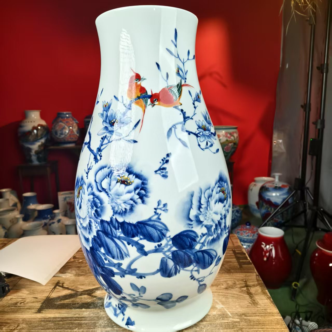 235 景德镇陶瓷花瓶手工手绘福筒瓶