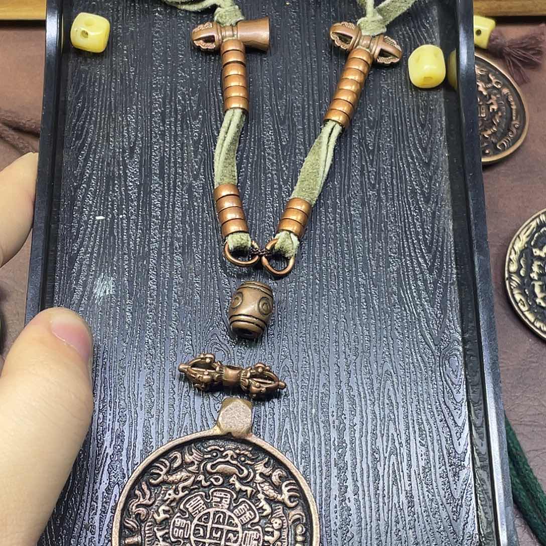 陪***浪紫铜麟甲朝天吼九宫八卦牌脖挂