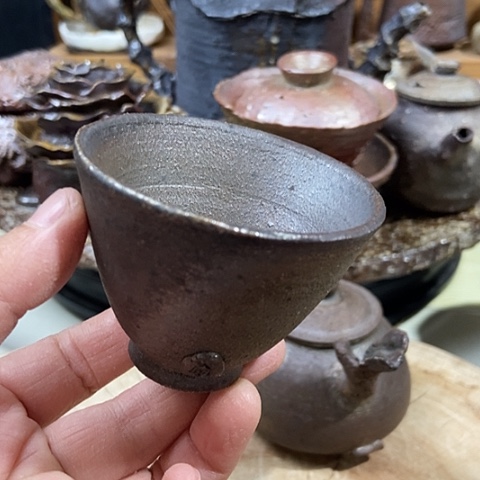 杯斗笠杯 柴烧裸烧手作品