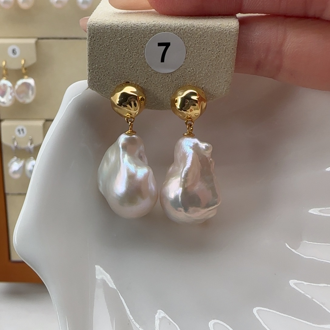 淡水珍珠耳饰银S925镶嵌末*