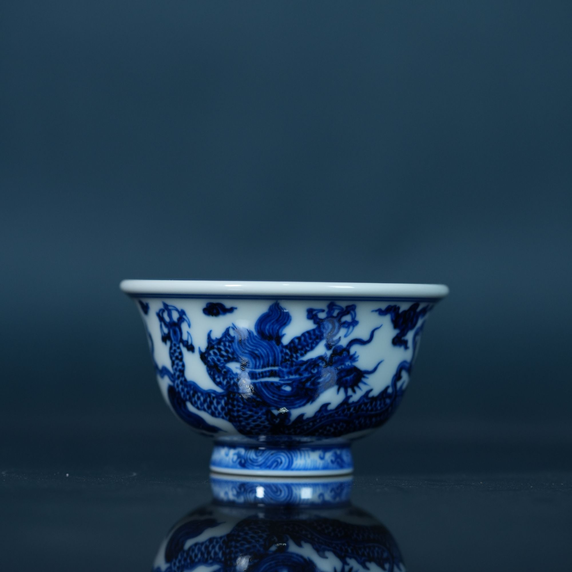 刘建锋窑青花仿明龙纹压手杯顺丰包邮LJF409茶杯