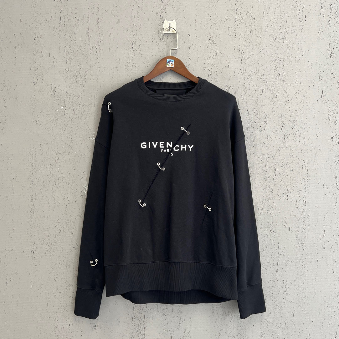 未使用 Givenchy/纪梵希 gvc黑色新款刀割破坏圆领卫衣s码