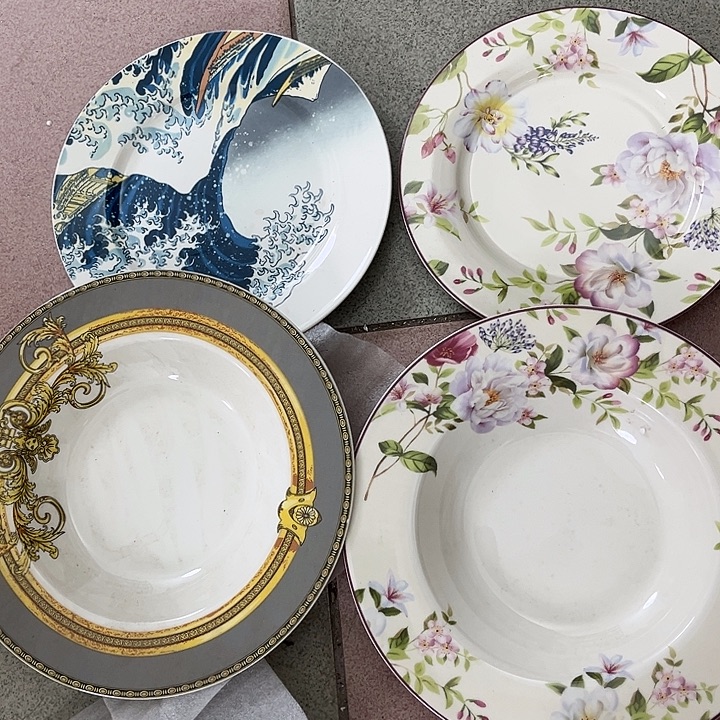 妃***新骨瓷两个平盘7.5寸2个草帽8.5寸微瑕