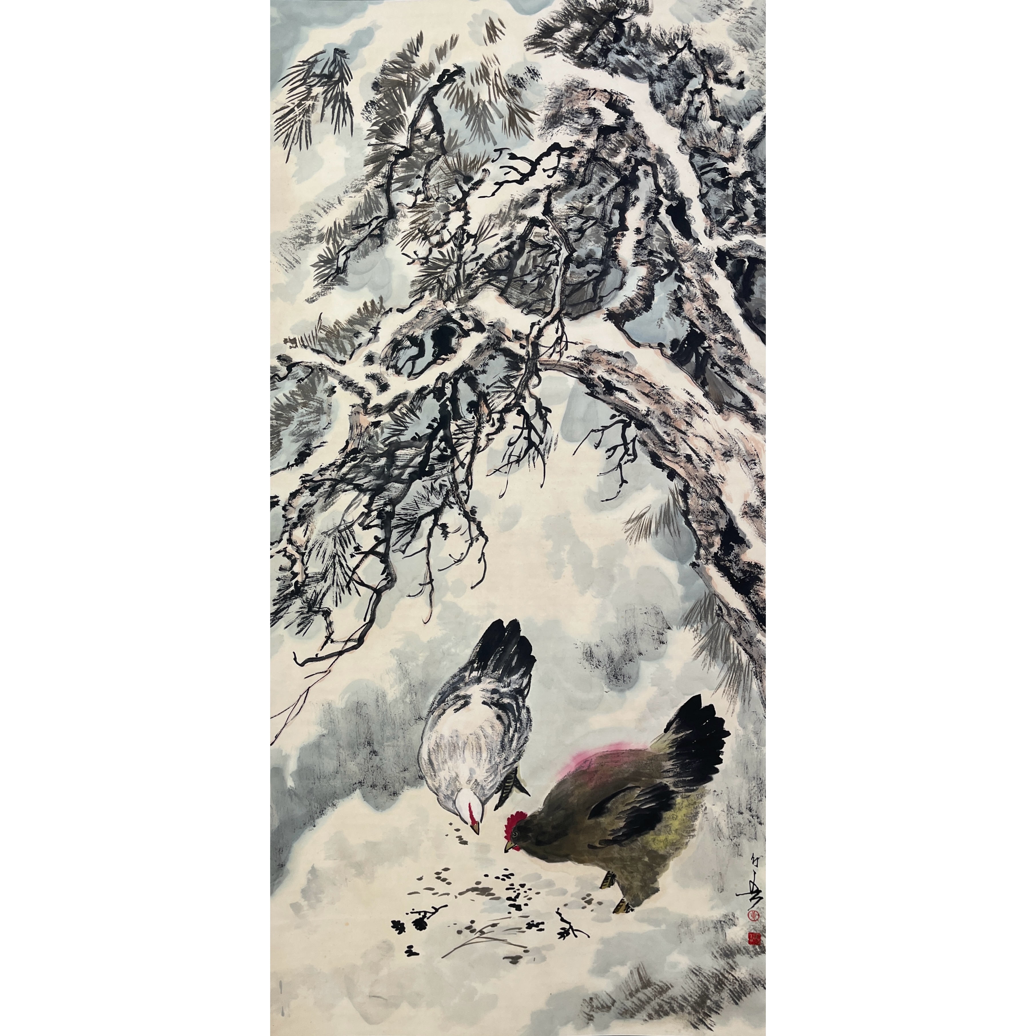 Lot 1016 黄幻吾 《花鸟画》136cm*67cm
