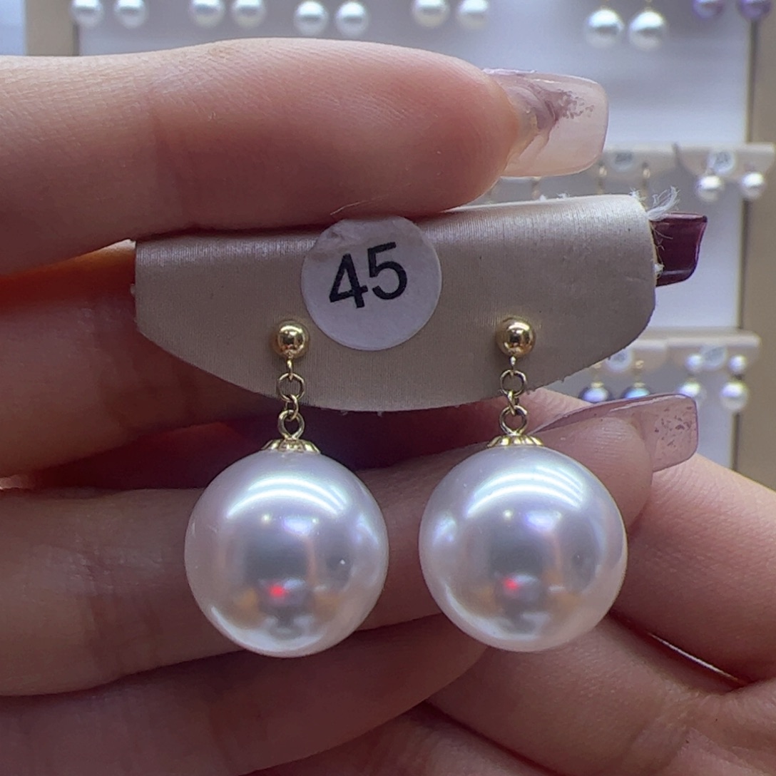 淡水珍珠耳饰18K金镶嵌