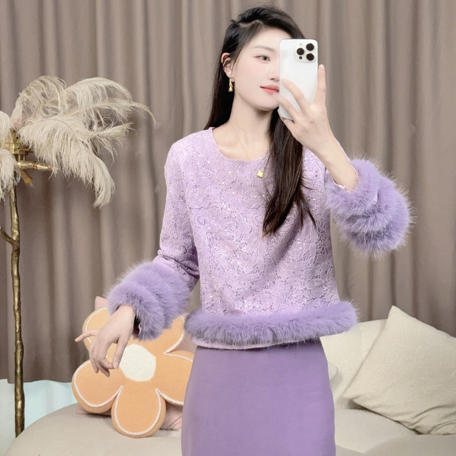 【世家之恋】气质长袖时尚拼接上衣