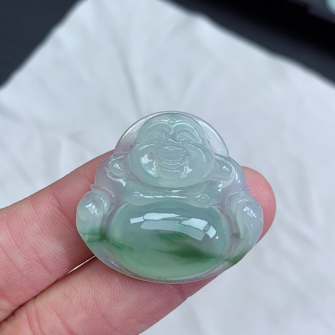 翡翠颈饰未镶嵌冰种飘花佛公