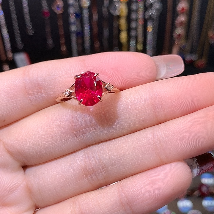 红宝石戒指银S925镶嵌810