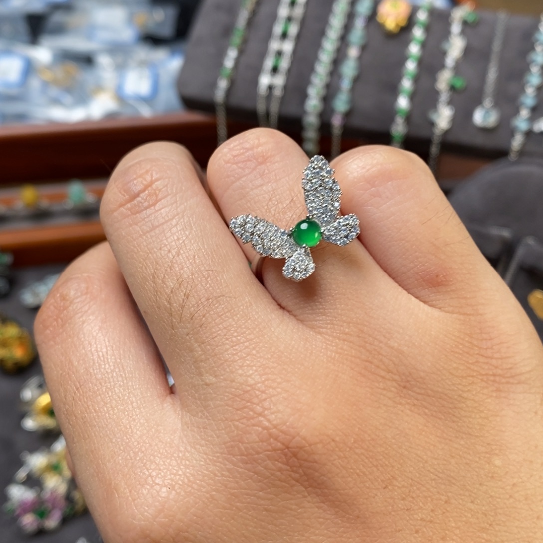 翡翠银S925镶嵌戒指