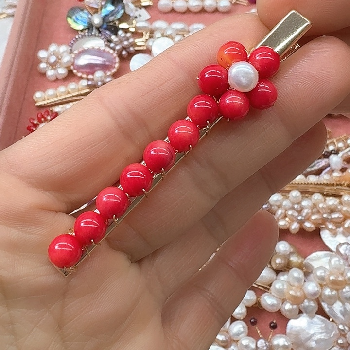 淡水珍珠发饰银S925镶嵌