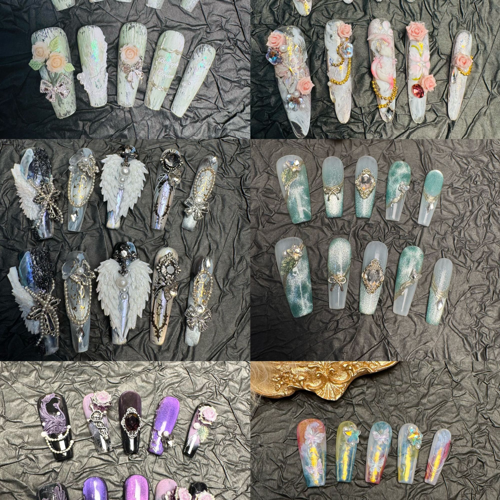 【Molly纯手工穿戴甲】 下单备注编号-默认微瑕掉钻自粘