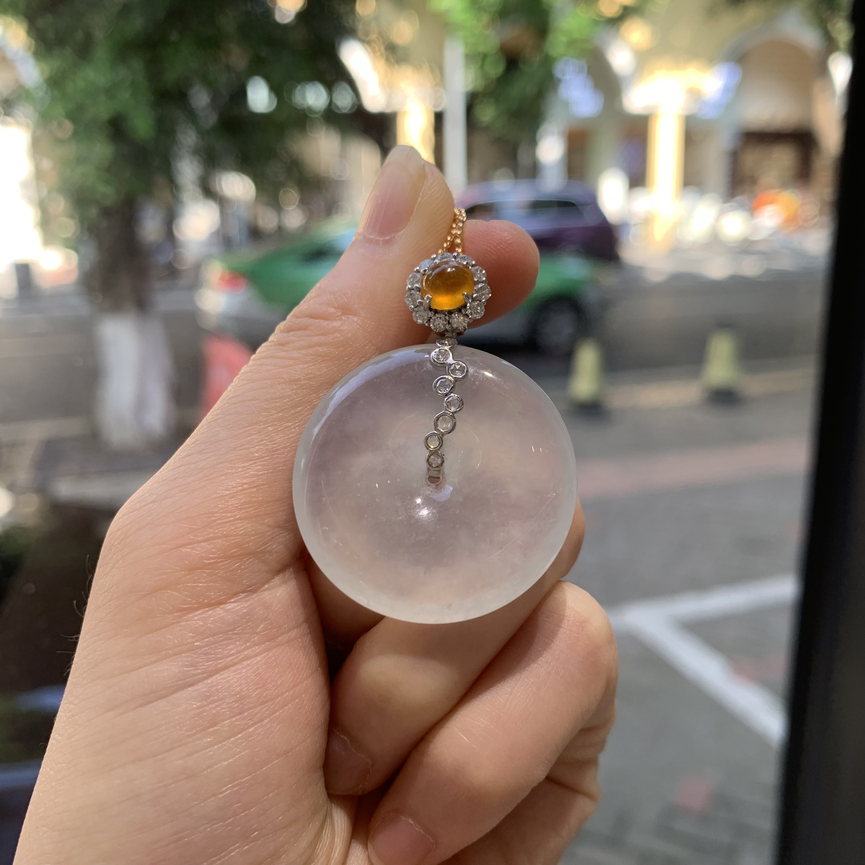 翡翠冰种平安扣吊坠不含链 