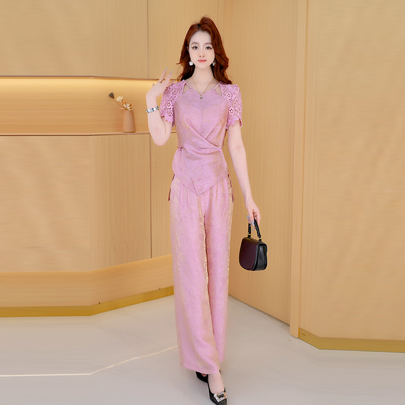 【两件套】夏季时尚修身洋气气质休闲百搭修身显瘦减龄女装套裤