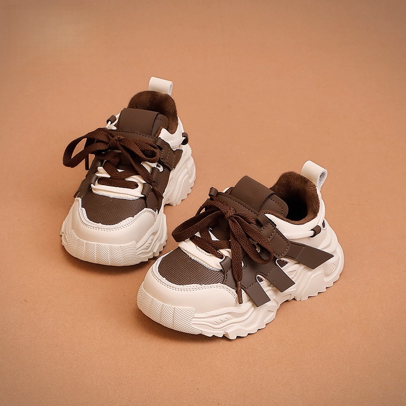 29025 女童鞋子儿童魔术贴休闲运动鞋女孩加绒软底公主慢跑鞋