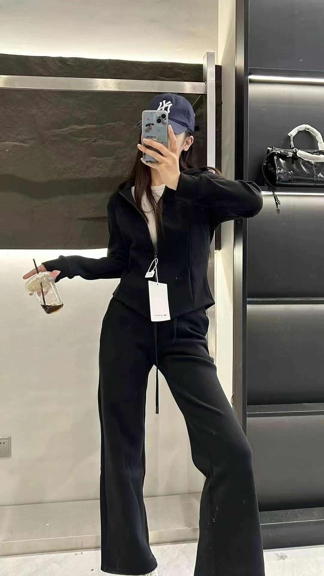 天一~收腰连帽弹力贴合身材设计休闲气质运动时尚套装9687