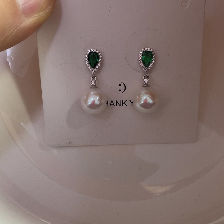 淡水珍珠银S925镶嵌耳饰