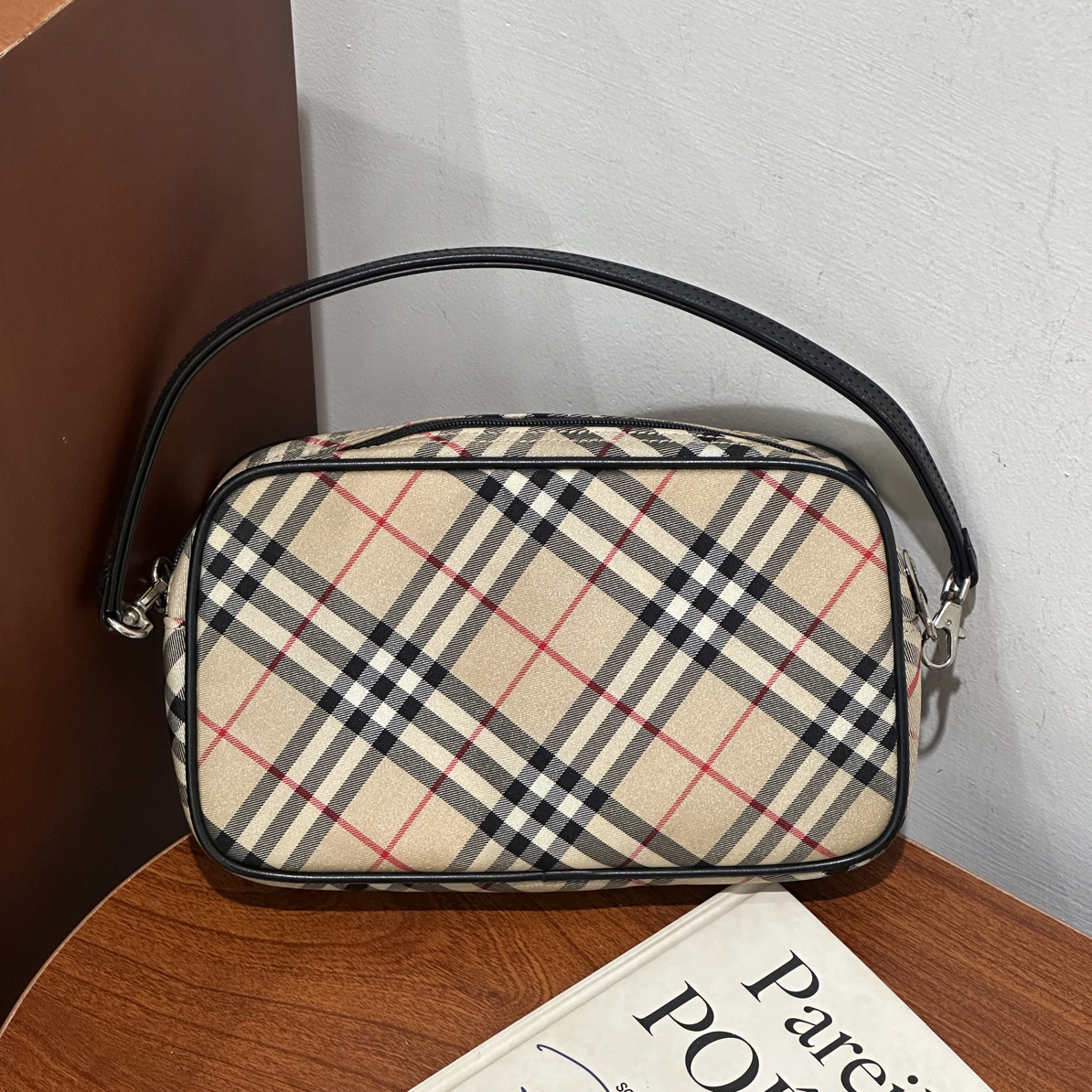 95新 BURBERRY/博柏利 格纹麻将包手提腋下包