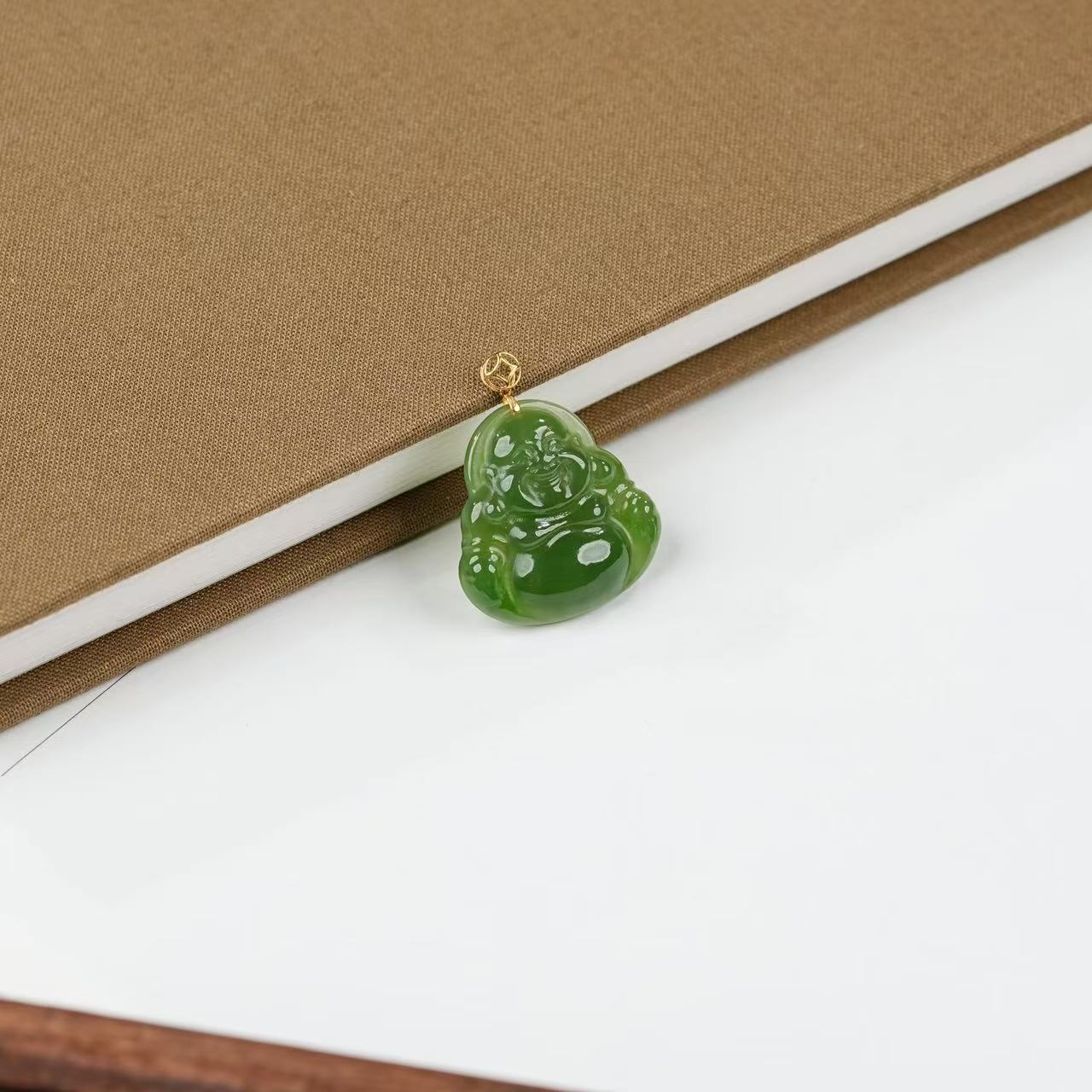 【小池专属】18K和田玉碧玉佛公吊坠 21*21*4 XCC5019